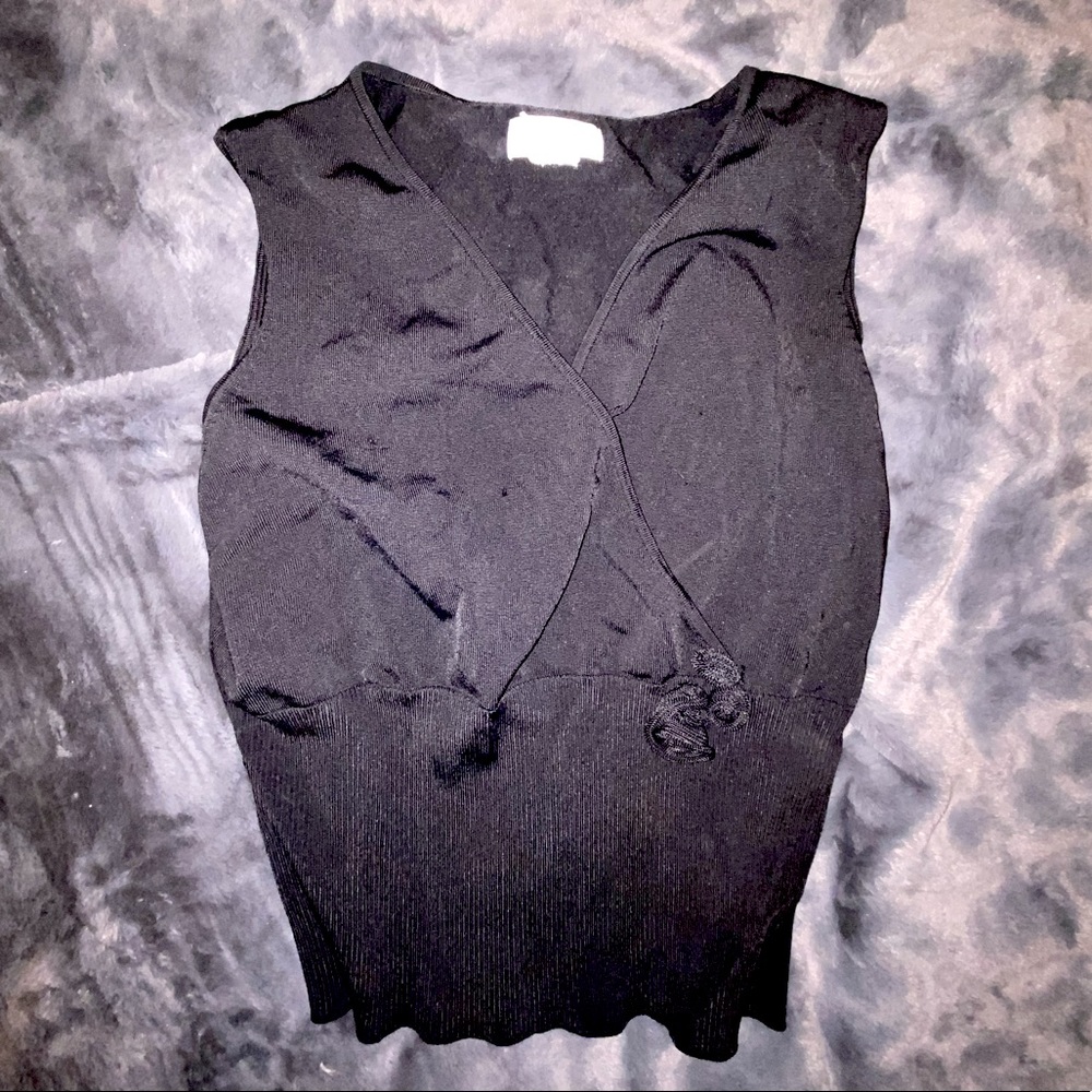 Black knit wrap top